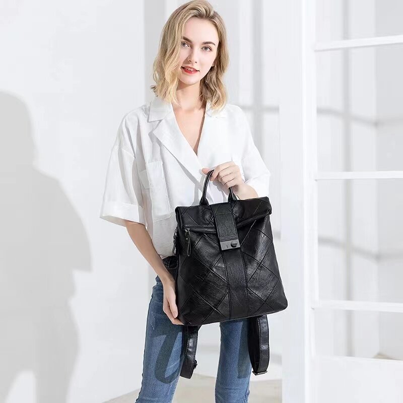 2021 nuova borsa da donna zaino zaino ad alta capacità zaino Versatile moda borsa a tracolla in morbida pelle per ragazze da donna