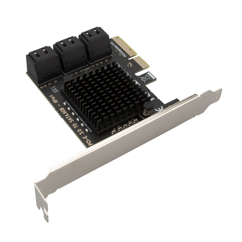 Adaptateur PCIe 6 Ports SATA 3.0 vers PCI Express x4, carte d'extension SATA III vers PCI-E 3.0 X4 pour disque dur ASMedia ASM1166