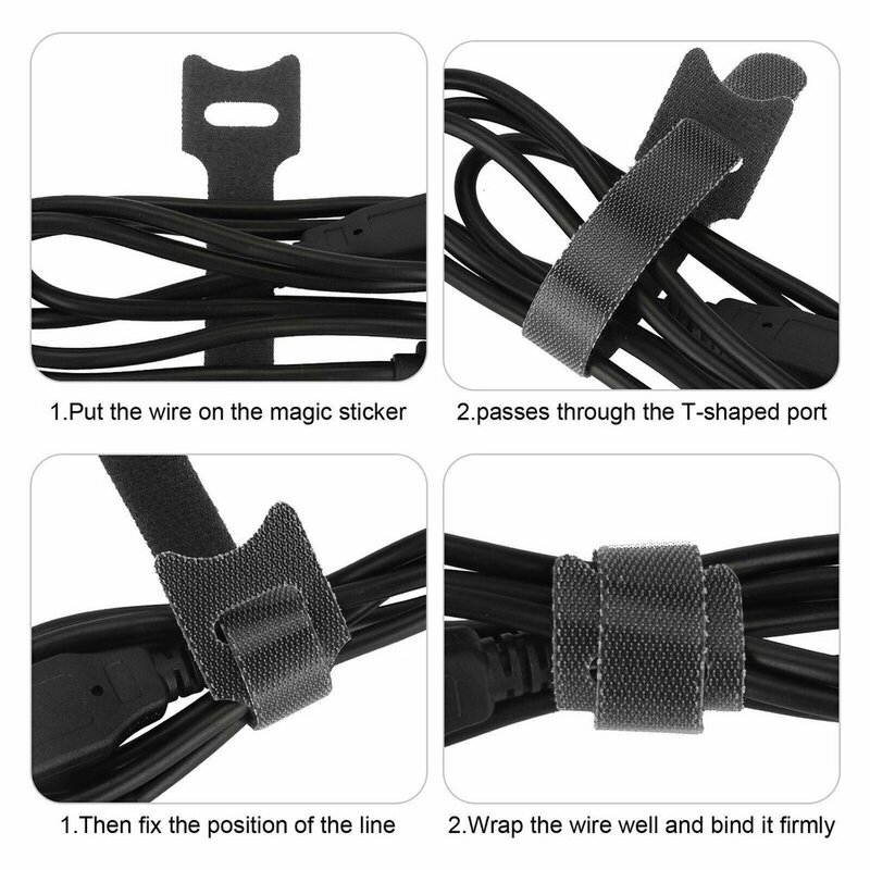 100 Pcs Velcros nero nastro di fissaggio autoadesivo riutilizzabile ganci forti organizzatore di fili anello fascetta nastro magico accessori fai da te