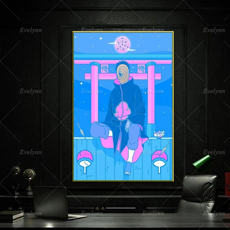 Anime naruto tobi akatsuki cartaz da lona nordic casa decoração do quarto fotos moderno sala de estar cuadros arte da parede cópias pintura
