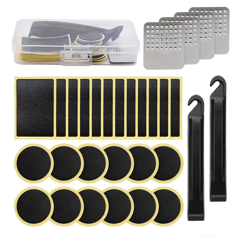 30pcs Mtb Bike Tyre Patch Puncture Fast Repair Tool Black Bicycle Inner Tire Patches Without Glue Bicycle Repair Tools Set