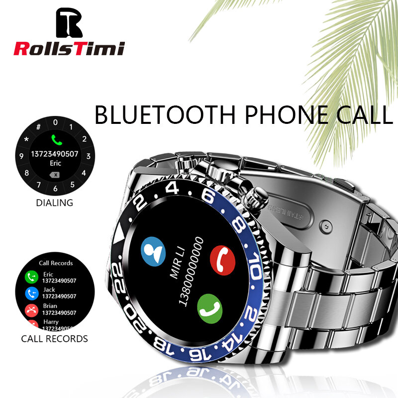 Rollstimi-새로운 스마트 워치 샤오미 전화 안드로이드 ios, 비즈니스 패션 운동 피트니스 IP68 블루투스 전화 스마트 팔찌 남성용