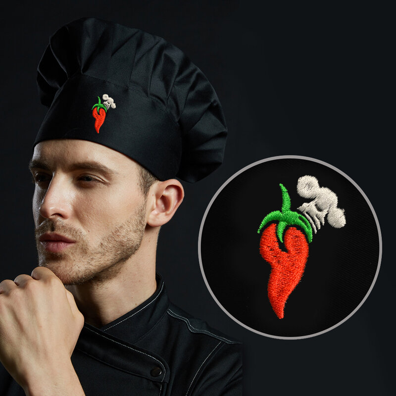 Chapeau de Chef de cuisine unisexe pour hommes et femmes, casquette uniforme de serveur, Design brodé, chapeau de travail de cuisine, boulangerie, barbecue, Restaurant