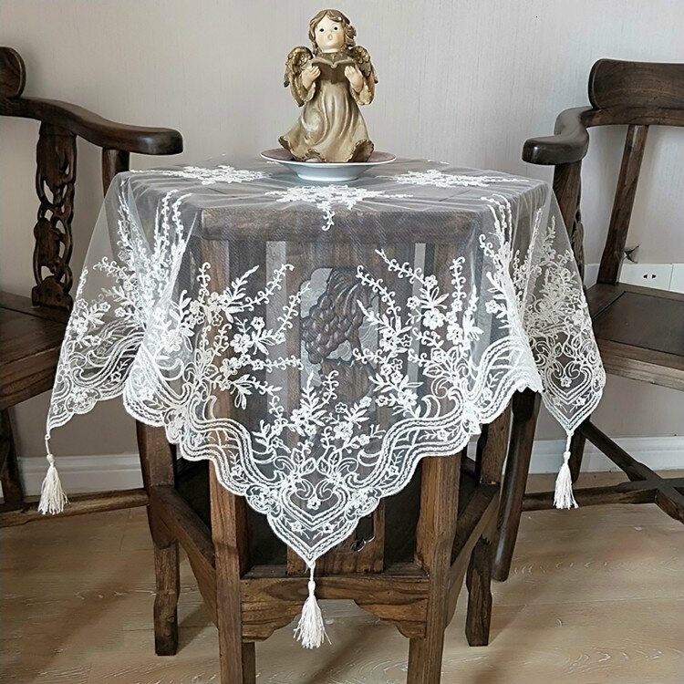 High Quality European Lace Fabric Embroidery Pendant Tablecloth Home Restaurant Coffee Table Decoration Cloth Mesa Tapete Nappe