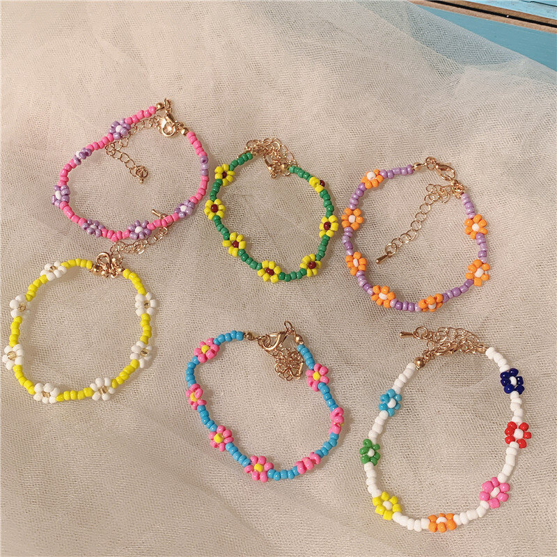 Braccialetti di perle di sorriso estivo per ragazze bohemien fiori coreani colorati braccialetto di perline donne Pulseira gioielli regalo di tendenza