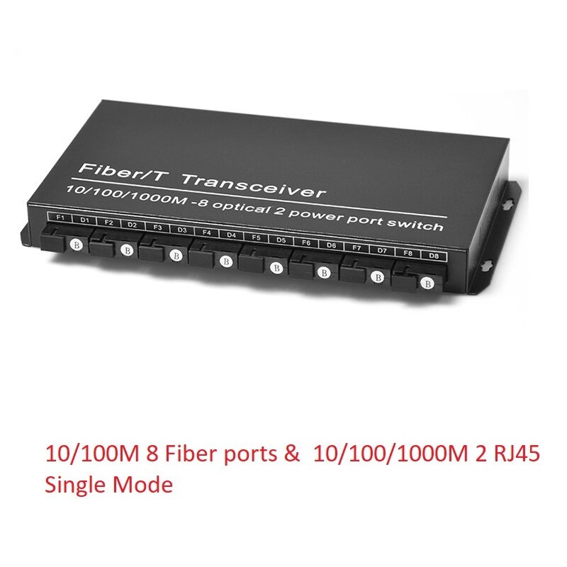 Émetteur-récepteur Fiber optique monomode, 100M 8 Ports 2 RJLeeBeTo 45 Ports Ethernet, convertisseur de média Fiber optique monomode