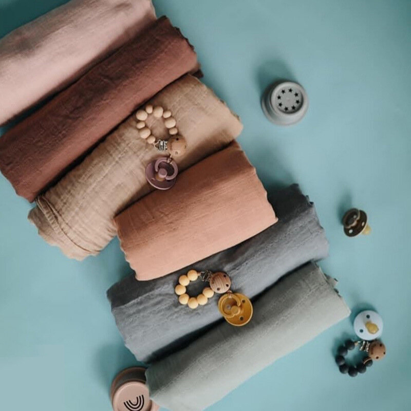 Muślin farbowanie Wrap bawełna zwykły gaza ręcznik bambusowy ręcznik kocyk dla noworodka muślinowy koc dla dziecka
