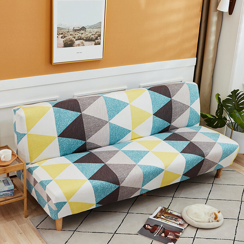Funda de sofá cama Universal sin brazos, fundas de asiento modernas plegables, elásticas, baratas, de LICRA futón