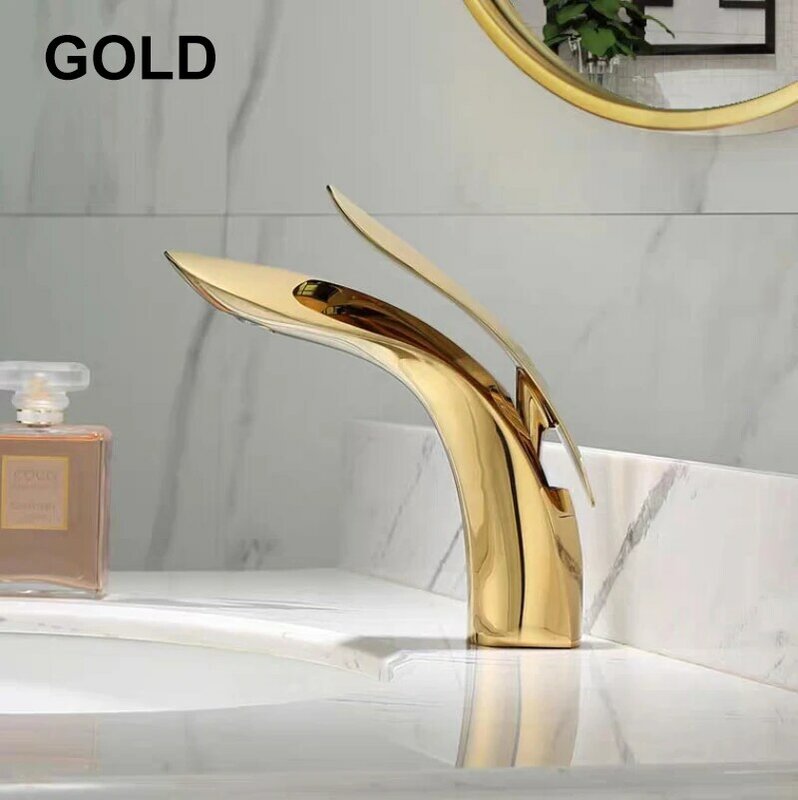 Torneira da bacia de bronze estilo moderno torneira do banheiro novo lavatório de água quente e fria torneira ouro preto prateado