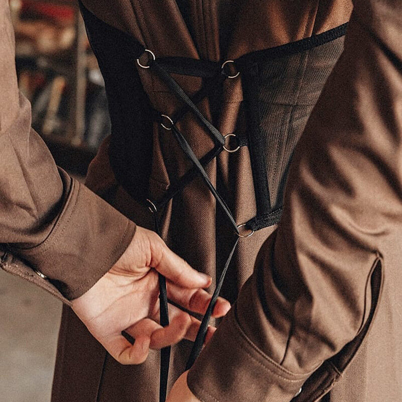 Tenue-cinturones anchos para mujer, corsé de malla con cordones, elegantes correas de cintura con cadena de Metal, pretina elástica asimétrica, 2021