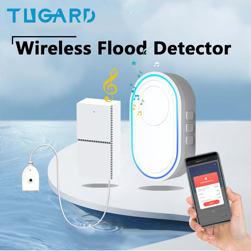 TUGARD – capteur de fuite d'eau intelligent DB11, sécurité domestique, étanche, sans fil, Tuya, wi-fi, système d'alarme sonore, 110db