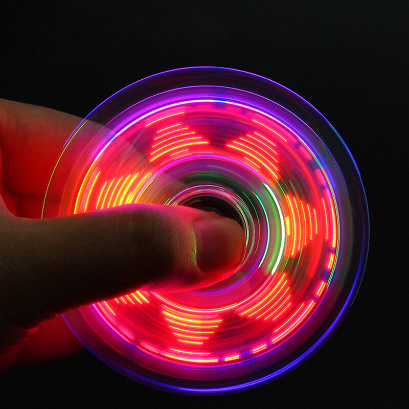 Pulverizador de mão giratório, brinquedo de descompressão transparente com luz led para os dedos