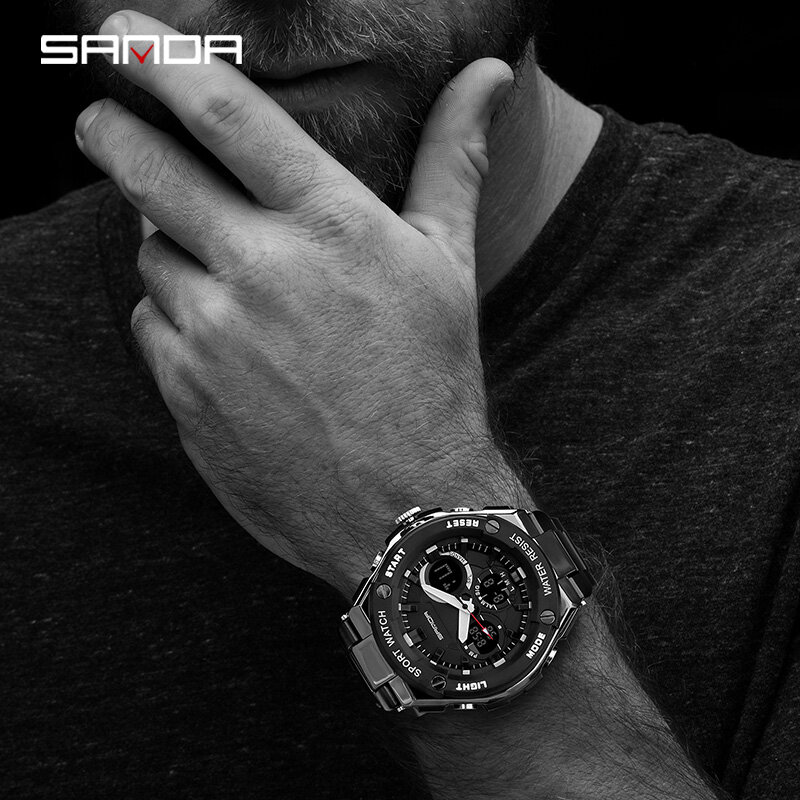 2019 SANDA, relojes deportivos de acero para hombres, relojes de cuarzo de lujo de la mejor marca, reloj de hombre resistente al agua S Shock, reloj masculino 783