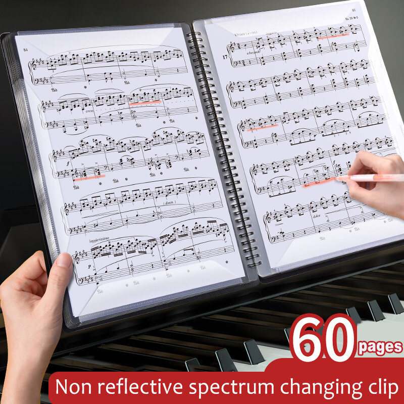 Cartella del punteggio musicale non riflettente può essere modificata inserto trasparente cartella del punteggio del coro del libro di archiviazione dei documenti musicali a fogli mobili