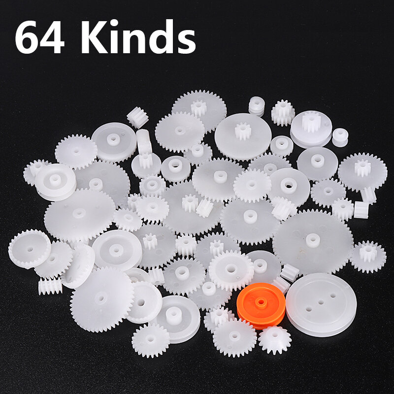64 tipos de eixo de plástico único camada dupla coroa verme engrenagens de motor rodas m0.5 para brinquedos robô diy