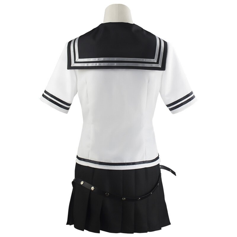 Neue Heiße Frauen 8PCS Ibuki Mioda Cosplay Custome Dangan Ronpa 2 Wiedersehen Verzweiflung Hemd Kleid Perücke Schule Mädchen JK uniform Halloween