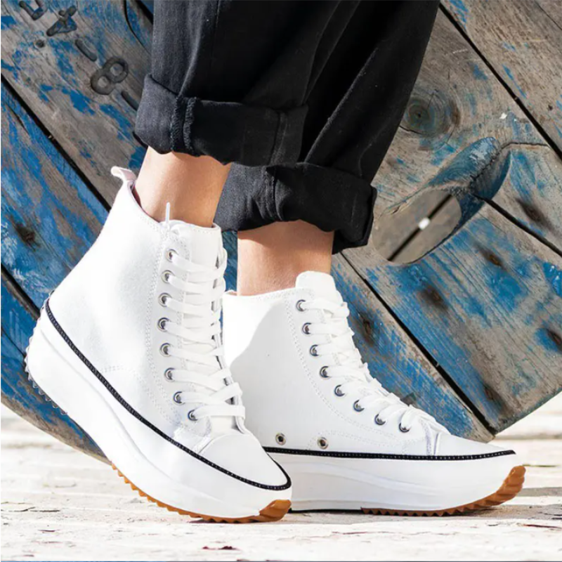 2021 Women's Stylish High Tie One's Shoes Top Shoes  Canvas Lace Up Platform Sneaker Trainers Breathable Anti-Odor  ZQ0272