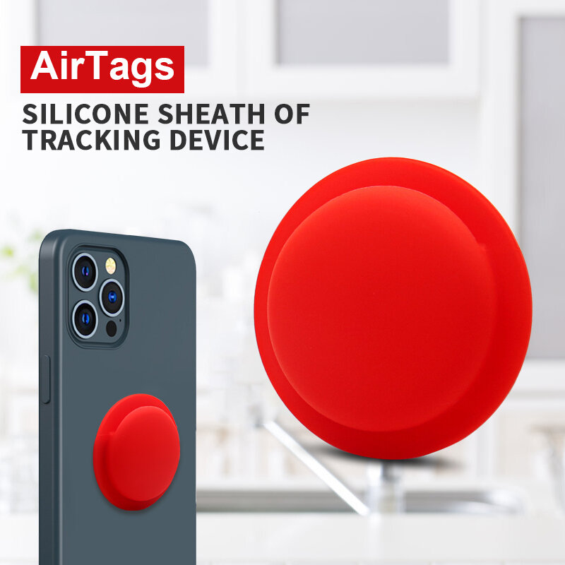 Airtags Tracker Silicone Case Anti-lost Protective Sleeve Back Adhesive Mount Soft Cover Protector For Apple Airtags Accessories