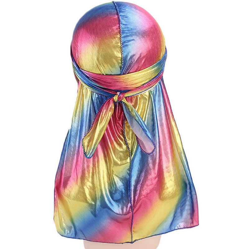Unisex Silk Laser Polyester Bandana Hat Durag Rag Tail Headwrap Headwear Gift