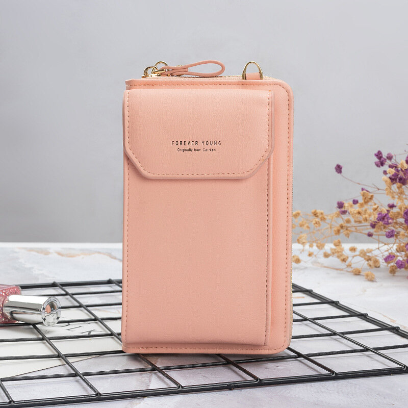 New ladies wallet Korean version of the double floor splicing mobile bag multi card fashion zipper shoulder bag wholesale
