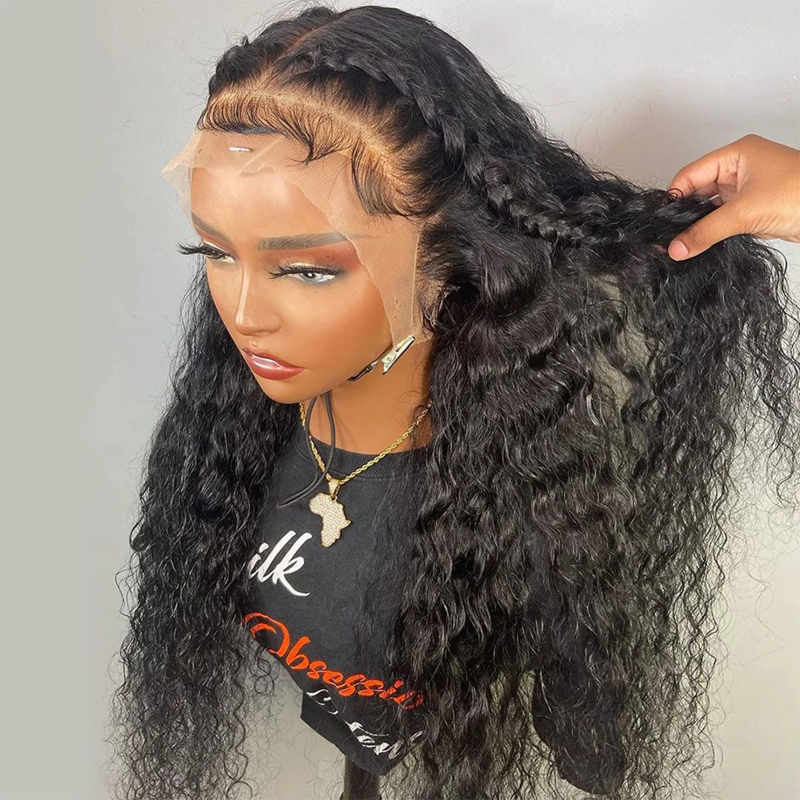Perruque Lace Front Wig naturelle bouclée 220%, cheveux humains, 4x4, 13x4, Transparent, 180% de densité, pour femmes africaines