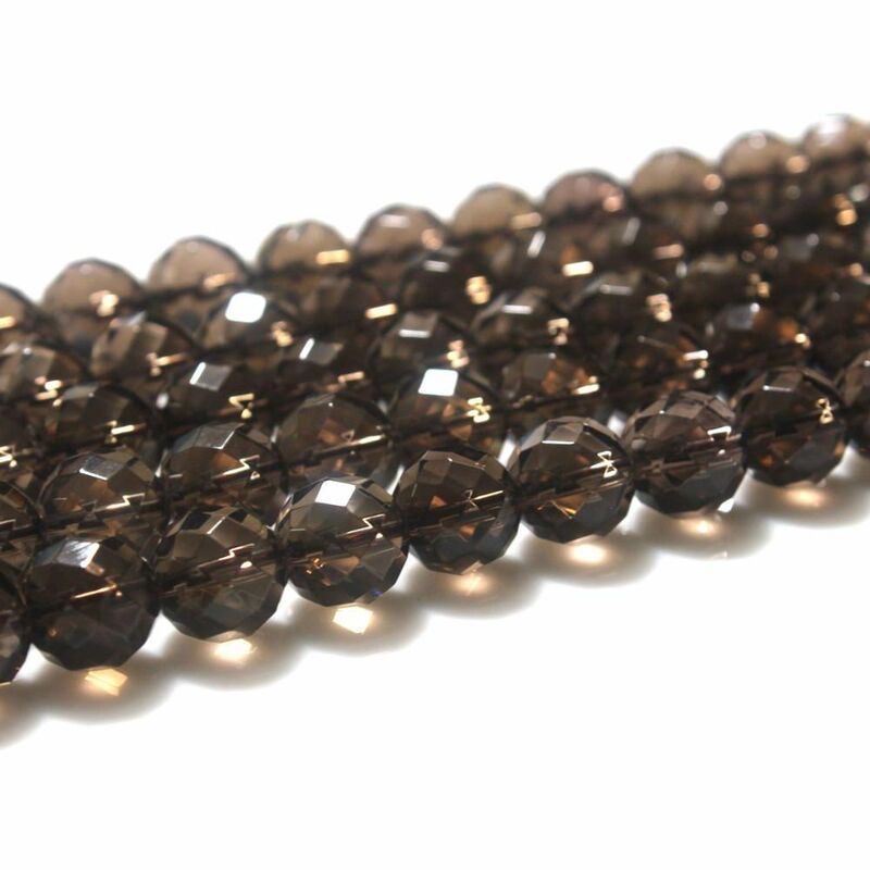 Natürliche Rauchquarz 64Facet Edelstein 6 8 10 12mm Grau Kristall Runde Perlen Zubehör für Halskette Armband DIY schmuck Machen