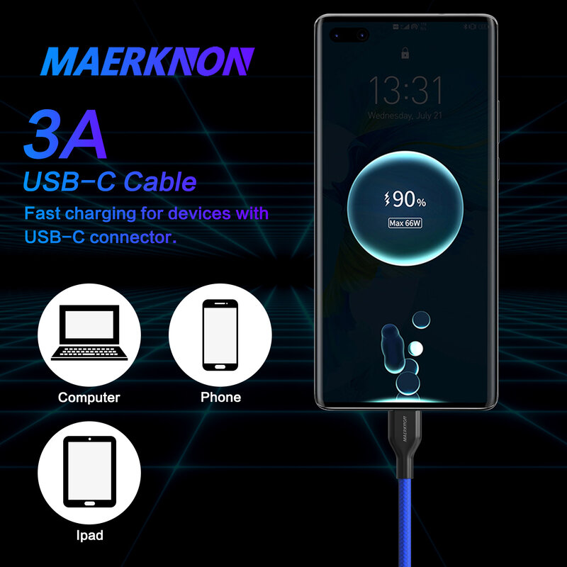 3A USB C Cable Wire For Samsung S21 S20 Ultra Xiaomi Redmi Mobile Phone Type-C Cable Fast Charging USB Charger Micro USB Cables