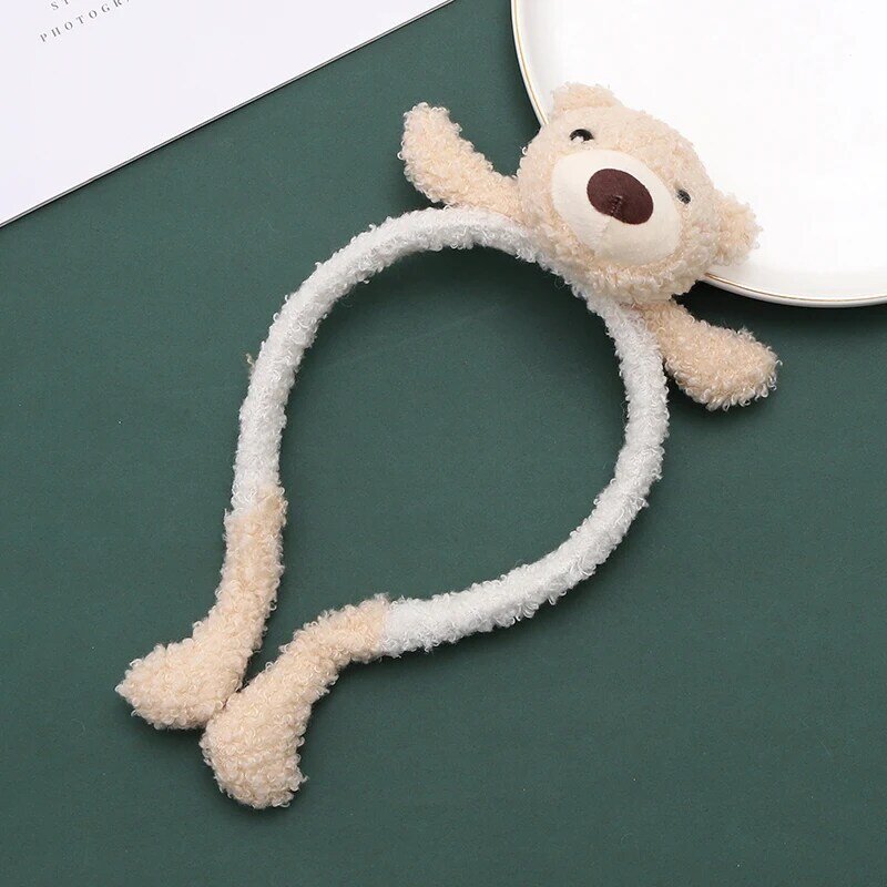 Diadema de algodón con diseño de oso para mujer y niña, banda ancha para el pelo, bandana para el pelo, cinta para el pelo