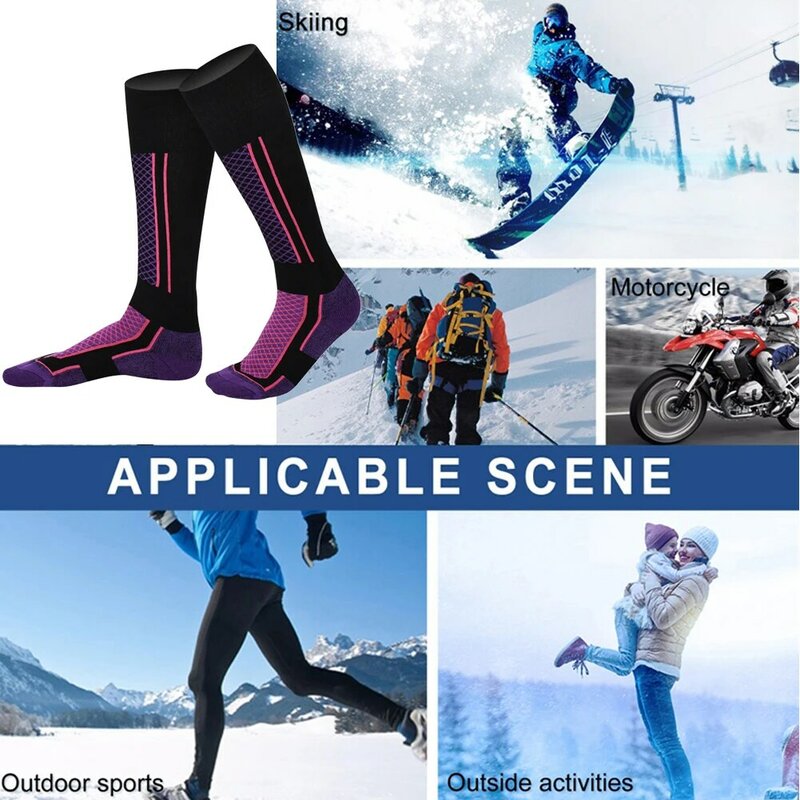 男性と女性のための通気性のあるスポーツソックス,厚くて抵抗力のあるスキーソックス,サイクリング,ハイキング,アウトドアスポーツ用,2ユニット