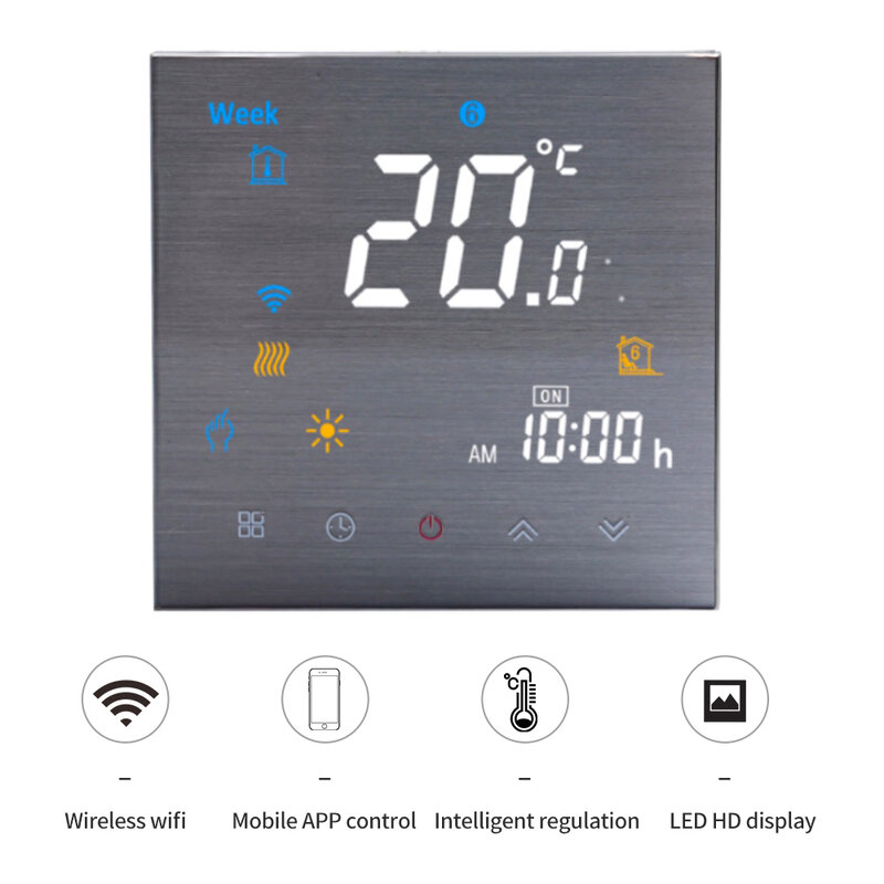 Wired Digital Smart Silber Haaransatz Thermostat für Wasser/Elektrische Boden Heizung, wasser/Gas Kessel mit APP Control MKBHT-3000