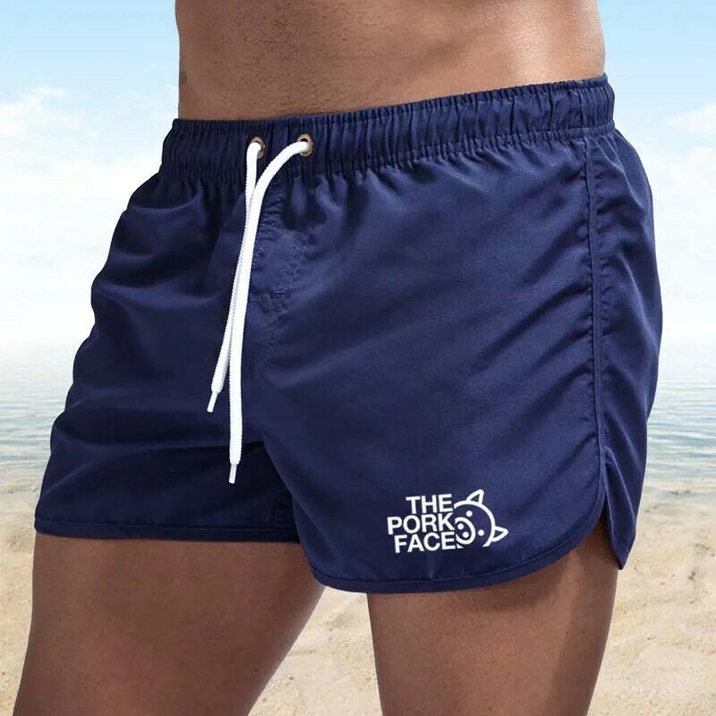 Verão a cara de porco engraçado praia shorts de banho bolso secagem rápida calções de banho praia wear surf boxer
