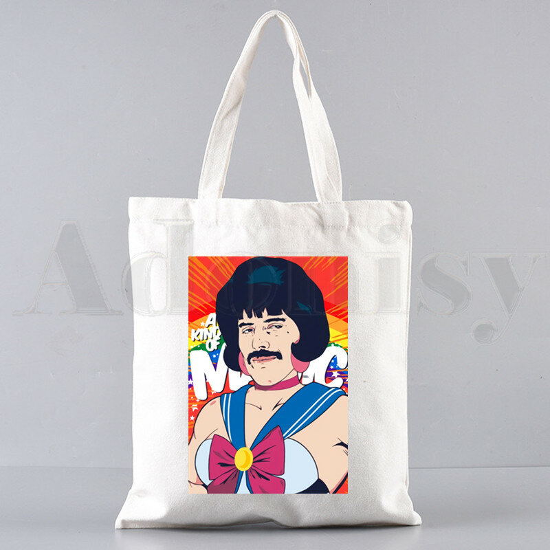 Freddie Mercury The Queen Band Rock Music Vintage Handbags Shoulder Bags Casual Shopping Girls Handbag Women Elegant Canvas Bag