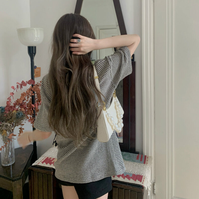 Nơ Lớn Crop Top Y2k Áo Phong Cách Hàn Quốc Ngắn Tay Mùa Hè Bông Tai Kẹp Nữ Ngọt Ngào Dễ Thương Tee Top Nữ Slim áo Lót Nữ Quần Áo