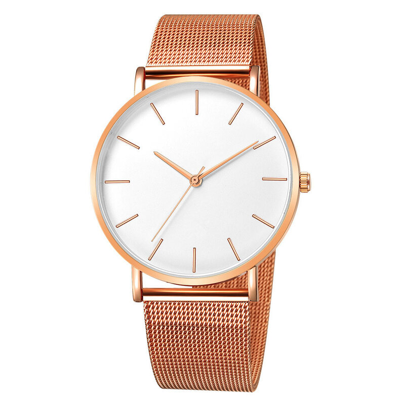 Relógio feminino de ouro rosê, luxo, pulso, pulseira de malha ultra fina, 2021