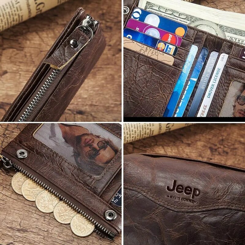2022 New Rfid Men Wallets Genuine Leather Short Card Holder Short Men Purse High Quality Brand Male Wallet Coin Perse Vintage