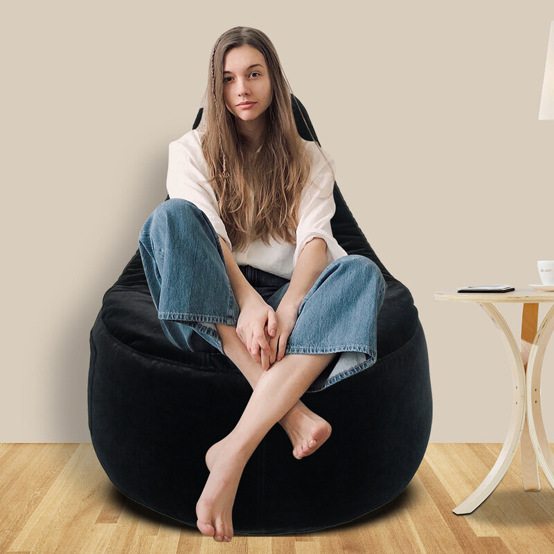 Micro Velvet Fabric Bean Bag Lazy Sofa Cover Lounger Chair Sofa Seat Living Room Furniture Without Filler Pouf Puff Couch Tatami