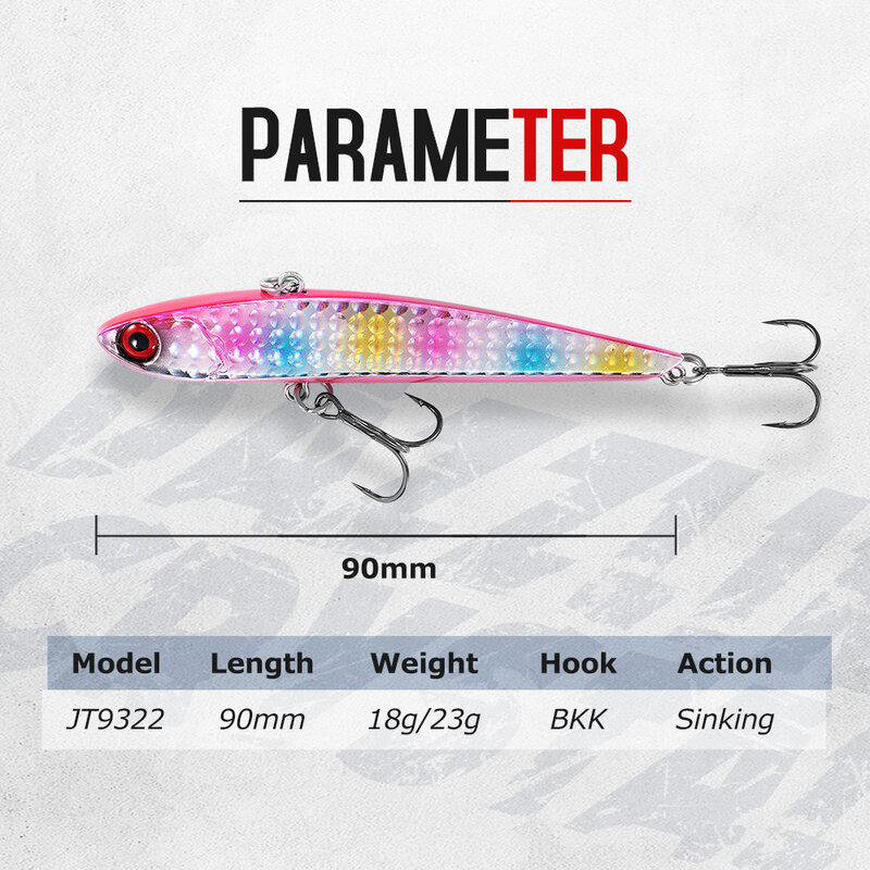 90mm 18g/23g VIB Fishing Lure Sinking Vibration Wobblers Hard Artificial Bait for Fishing Tackle JT9322
