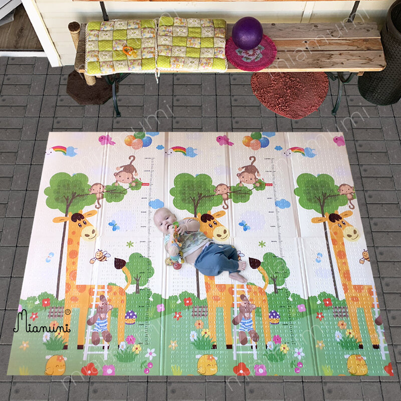 Miamumi-esterilla de espuma para actividades de bebé, alfombra térmica plegable para gatear, con alfabeto de animales, juguete de desarrollo para niños