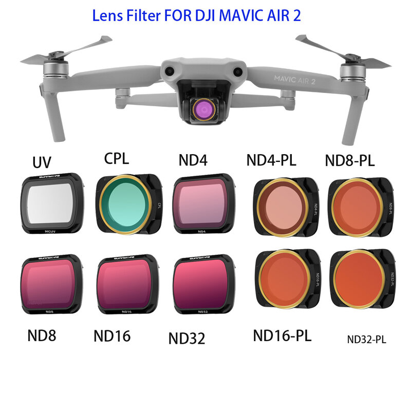 DJI Mavic Air 2 Lens Filter MCUV CPL ND/PL Filters ND16 ND32 ND4-PL ND8-PL Filter Kit for DJI Mavic Air 2 Drone Accessories