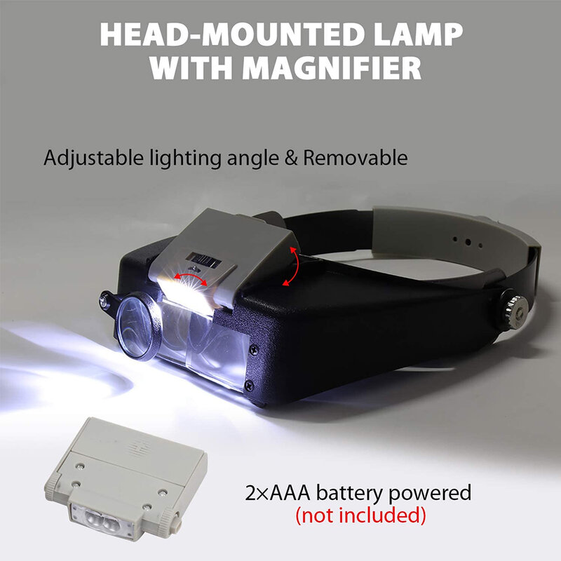 TKDMR-lupa de tamaño ajustable para gafas, reparación de lupa para lámpara de luz LED, lentes de lectura de alta transparencia