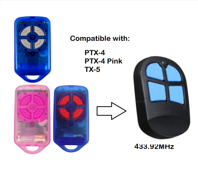 1pcs For PTX4 433.92mhz garage door replacement remote control