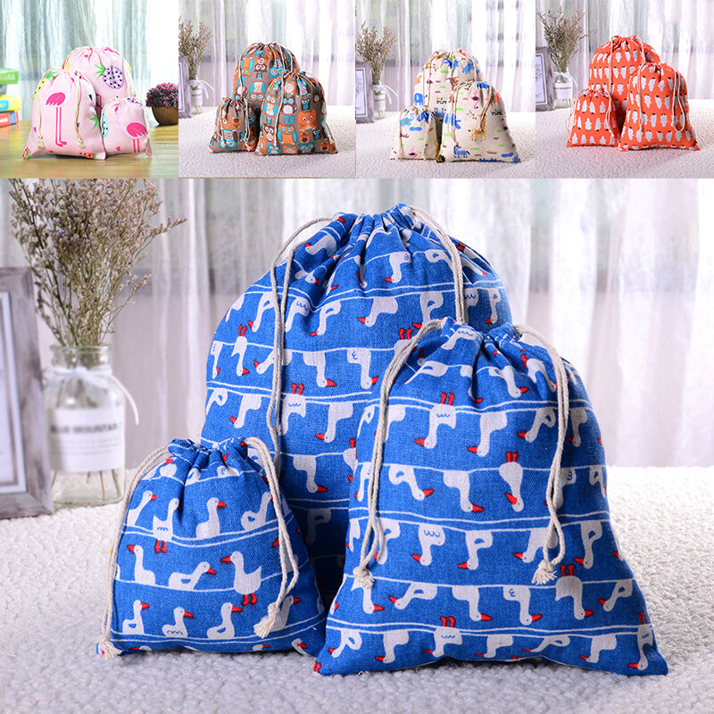 Animals Printed Home Travel Oganizer Cute String Bag Women Reusable Bag Casual Cartoon Foldable Shopping Bag Underwear Pouch