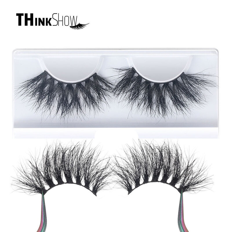 Thinkshow 3d cílios 25mm vison cílios postiços macio fofo cílios dramáticos maquiagem cílios vison 3d natural longo cílios maquiagem