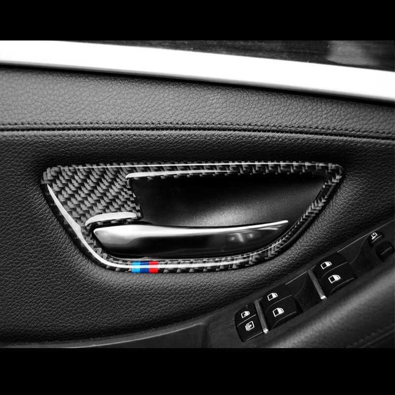 ألياف الكربون سيارة الداخلية والعتاد تكييف الهواء CD باب دخول بلوح صلب مسند ذراع غطاء الكسوة ملصقات اكسسوارات لسيارات BMW 5 سلسلة F10 F18