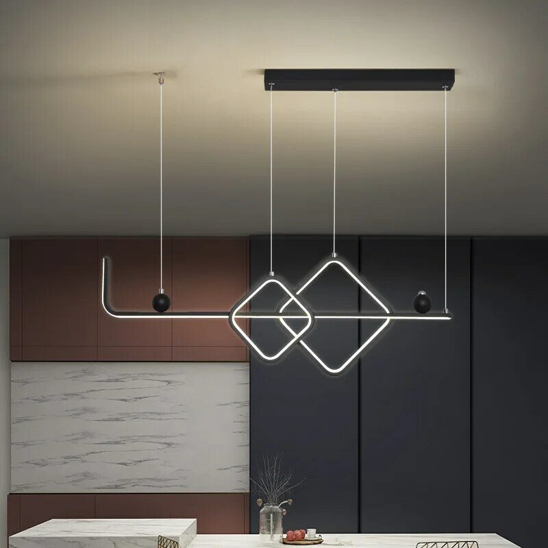 الحديثة قلادة Led تركيبات إضاءة حلية ذهبية سوداء مصباح لغرفة الطعام غرفة المعيشة المطبخ مصباح معلق إضاءة داخلية