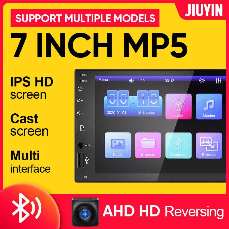Reproductor multimedia con pantalla táctil de 7 "y Bluetooth para coche, autorradio estéreo 2 Din HD con Android, reproductor MP5, USB, ISO, sistema de Audio, unidad principal