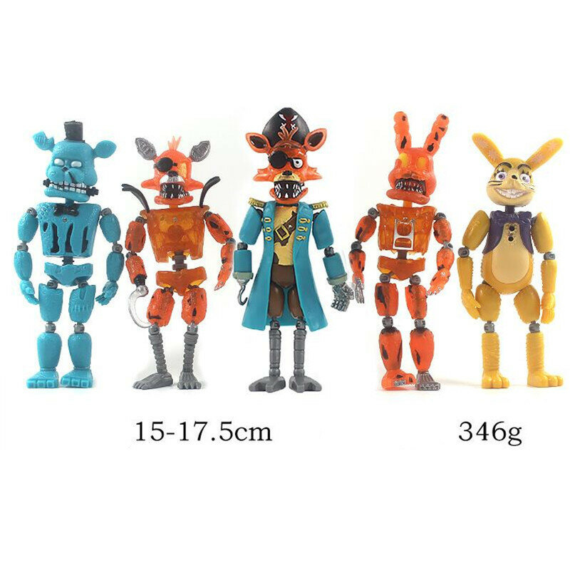 Conjunto de 5 unids/set de figuras de acción de Five Night At Freddy, articulación desmontable, Anime, lindo Bonnie Bear Rabbit Freddy, modelo de juguete para niños, regalos