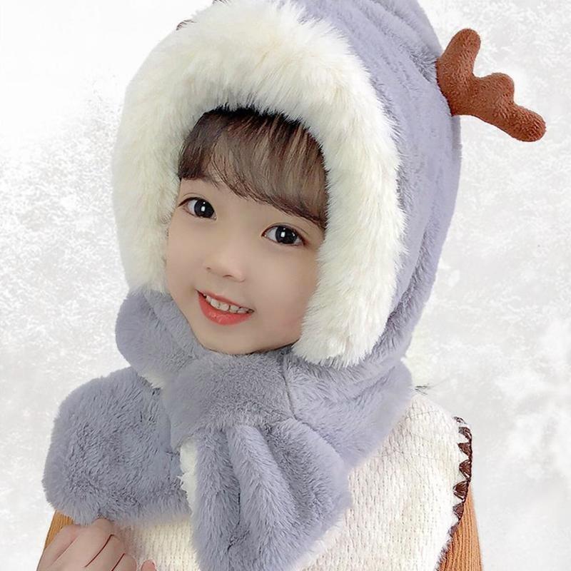Chifres além de veludo tampão de orelha chapéu de inverno quente à prova de vento acessórios antler criança boné coisas chapéus chapéu chapéus de natal bonito do bebê t2d9