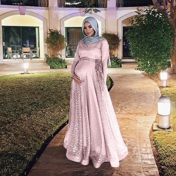 Новинка, модное вечернее платье для беременных, модель 2021, официальная одежда в мусульманском стиле, одежда с цифровым принтом