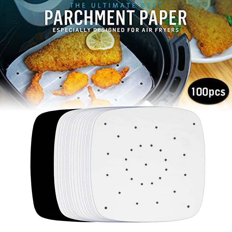 Fritadeira de ar redondo almofada de papel especial baking graxa papel quadrado graxa do agregado familiar graxa acessórios para churrasco papel almofada
